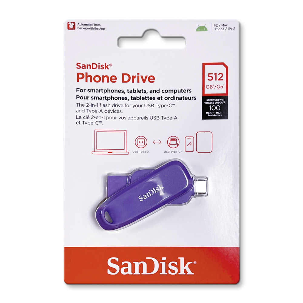 新款 SanDisk Phone Drive DDC6 512GB Type-C +A 隨身碟 OTG 黑/橘/黃/紫