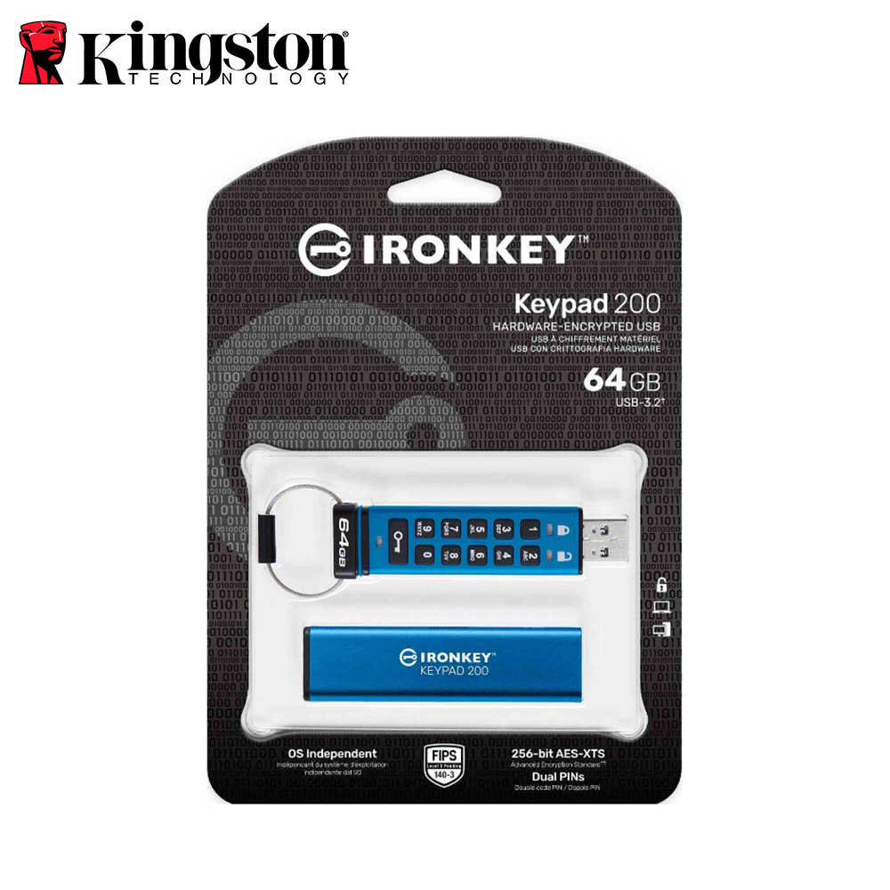Kingston 金士頓 IronKey Keypad 200 數字鍵盤 密碼加密隨身碟 公司貨 USB3.2 64G