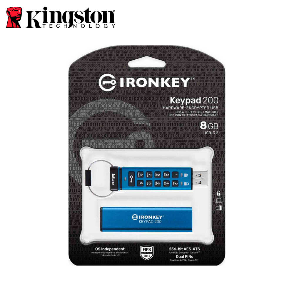 Kingston 金士頓 IronKey Keypad 200 數字鍵盤 密碼加密隨身碟 公司貨 USB3.2 8G