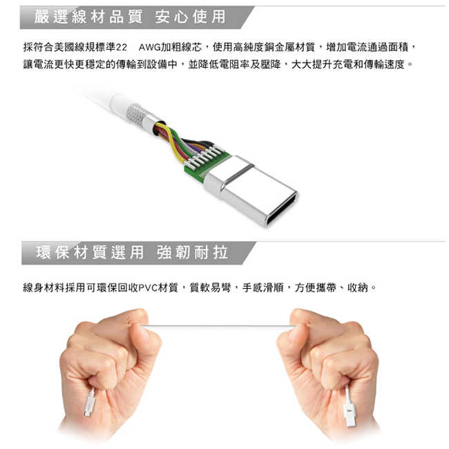 廣穎 Silicon Power USB-C Type-C 傳輸線 PVC LK10AC 快充