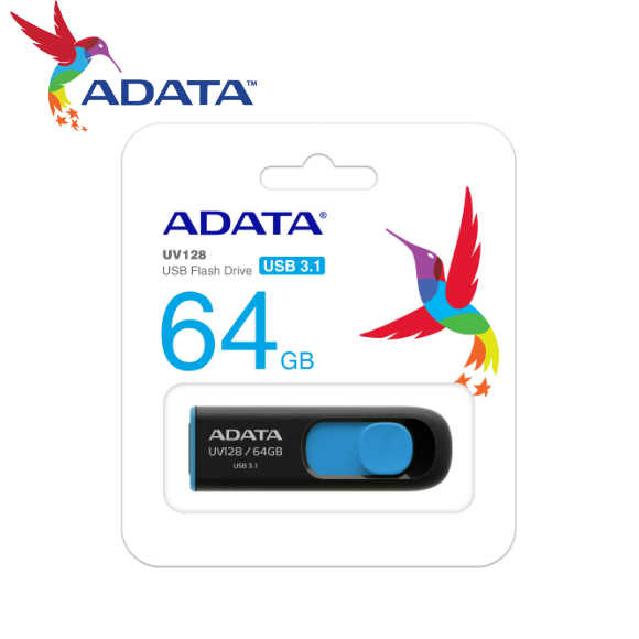 ADATA 威剛 UV128 USB3.1 伸縮接頭 高速隨身碟 64GB 藍色