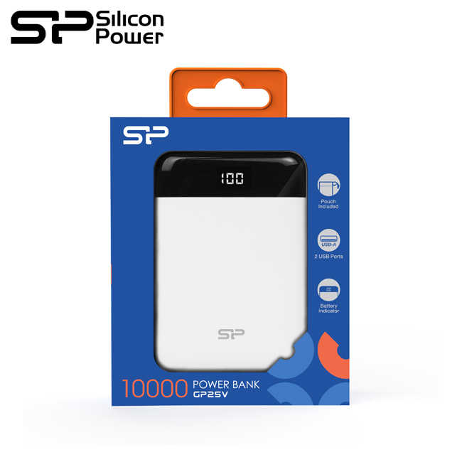 Silicon Power 廣穎 GP25 行動電源10000mAh  2.1A 雙埠USB快速充電 螢幕電量顯示