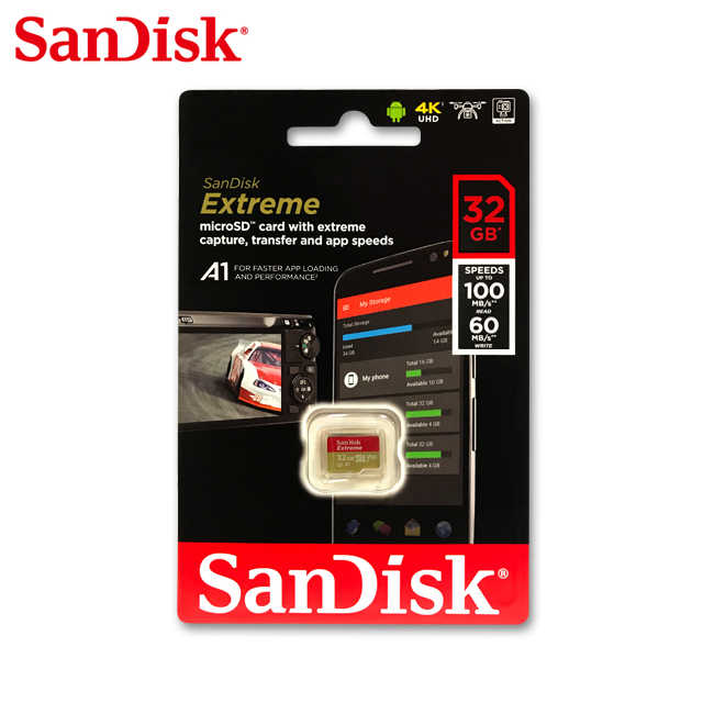 SanDisk 32G記憶卡 Extreme A1 microSDHC UHS-I 傳輸速度 100MB