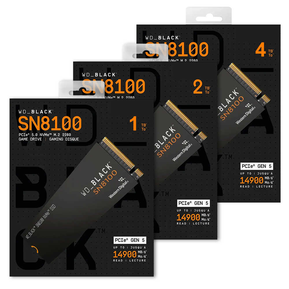 威騰 WD SN8100 1TB 2TB 4TB PCIe Gen 5 M.2 2280 SSD 固態硬碟