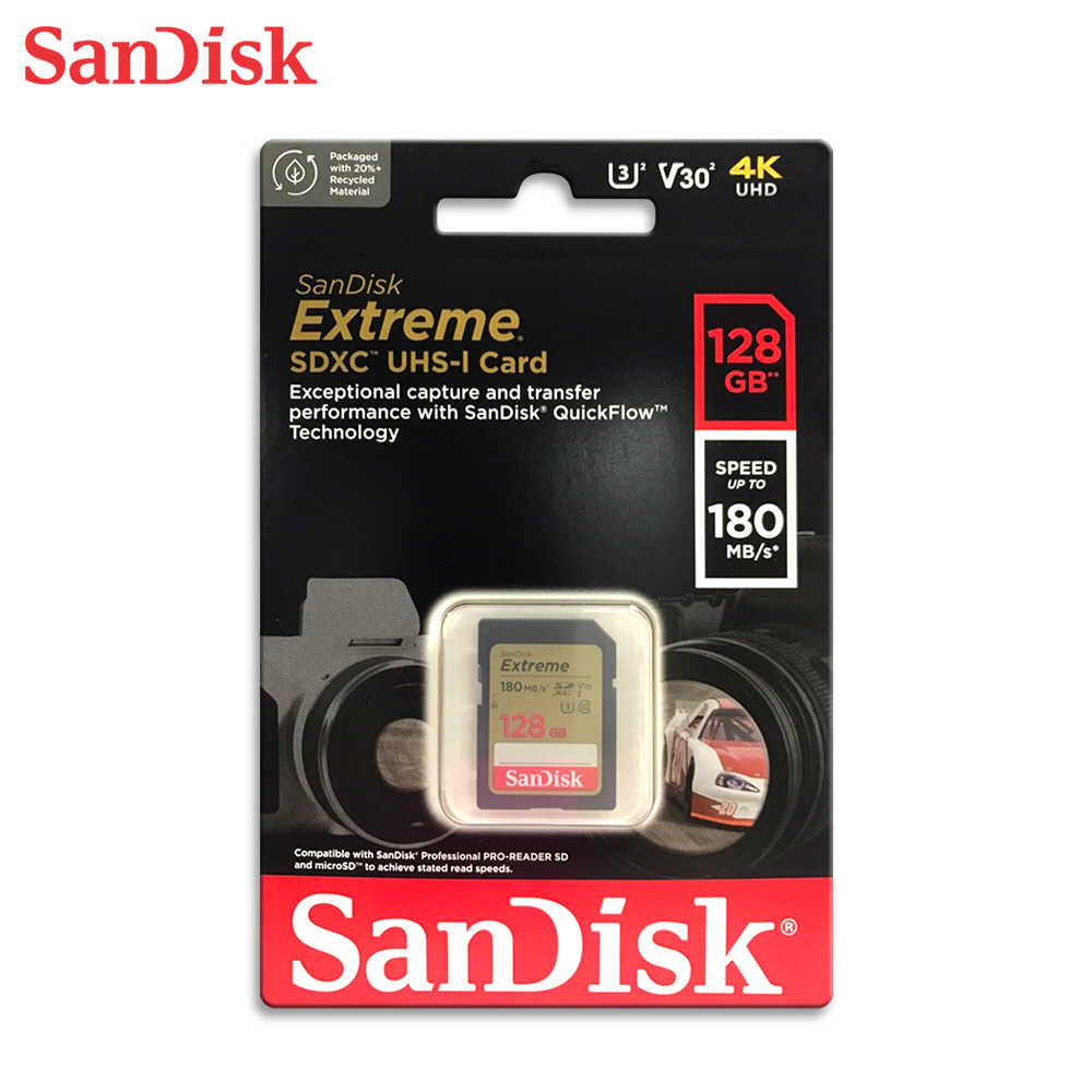 SanDisk 128G Extreme SDXC 相機記憶卡 V30 U3 4K影片 速度高達 180MB /s