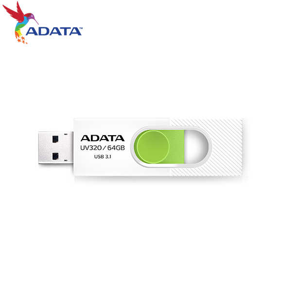 ADATA 威剛 UV320 USB3.1 伸縮接頭 高速隨身碟 64GB 清新白/綠