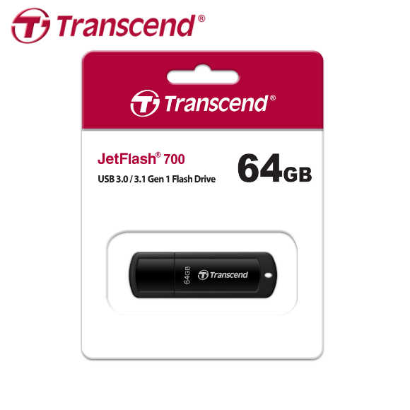 Transcend 創見 JetFlash 700 USB3.0 黑色高速隨身碟 64GB