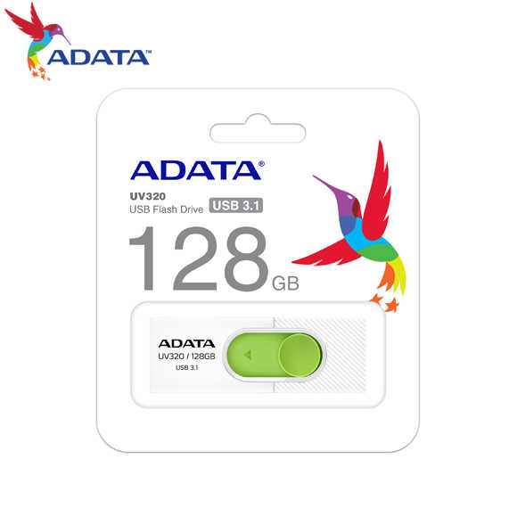 ADATA 威剛 UV320 USB3.1 伸縮接頭 高速隨身碟 128GB 清新白/綠