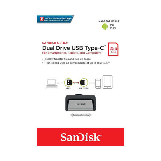 SanDisk 256GB Ultra OTG USB Type-C 高速 雙用 隨身碟 安卓手機平板適用 手機擴充