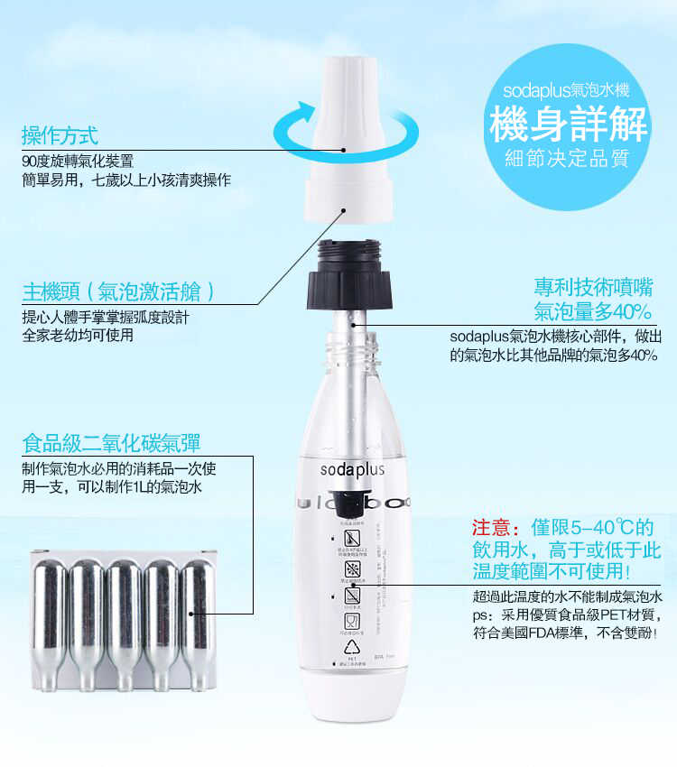 【贈10支氣彈】sodaplus CO2 氣泡水機 蘇打水機 汽水機 舒打健康氣泡機