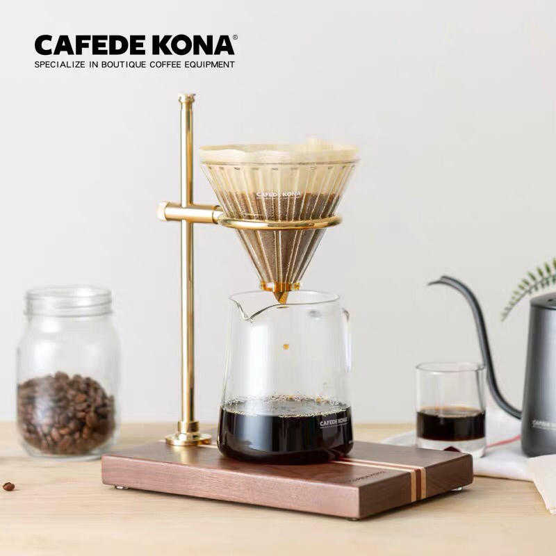 【送秤】 CAFEDE KONA黃銅手沖架 咖啡手沖架 咖啡架 黑胡桃木