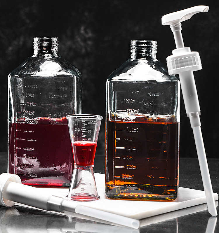 【長嘴賣場】 飲料店 玻璃 糖壓瓶 糖壓罐 定量器15ml 30ml 雙面刻度 1100ml容量