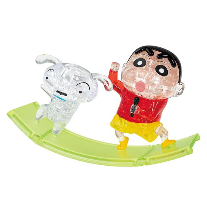 BEVERLY 透明立體拼圖 蠟筆小新 & 小白 62片 【鯊玩具】