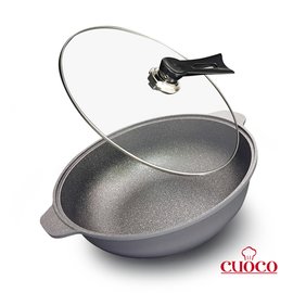 韓國製造CUOCO超大容量鈦晶岩不沾鍋大寶鍋36cm(含透明鍋蓋) 不沾炒鍋 不沾 炒菜鍋深湯鍋