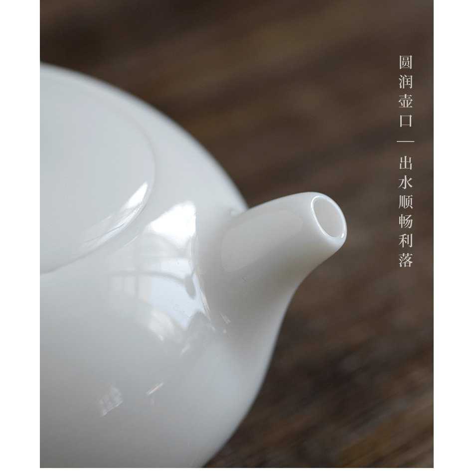 【24小時內出貨─泡茶樂茶具專賣】玉瓷側把壺 白瓷黑檀木餅側把壺
