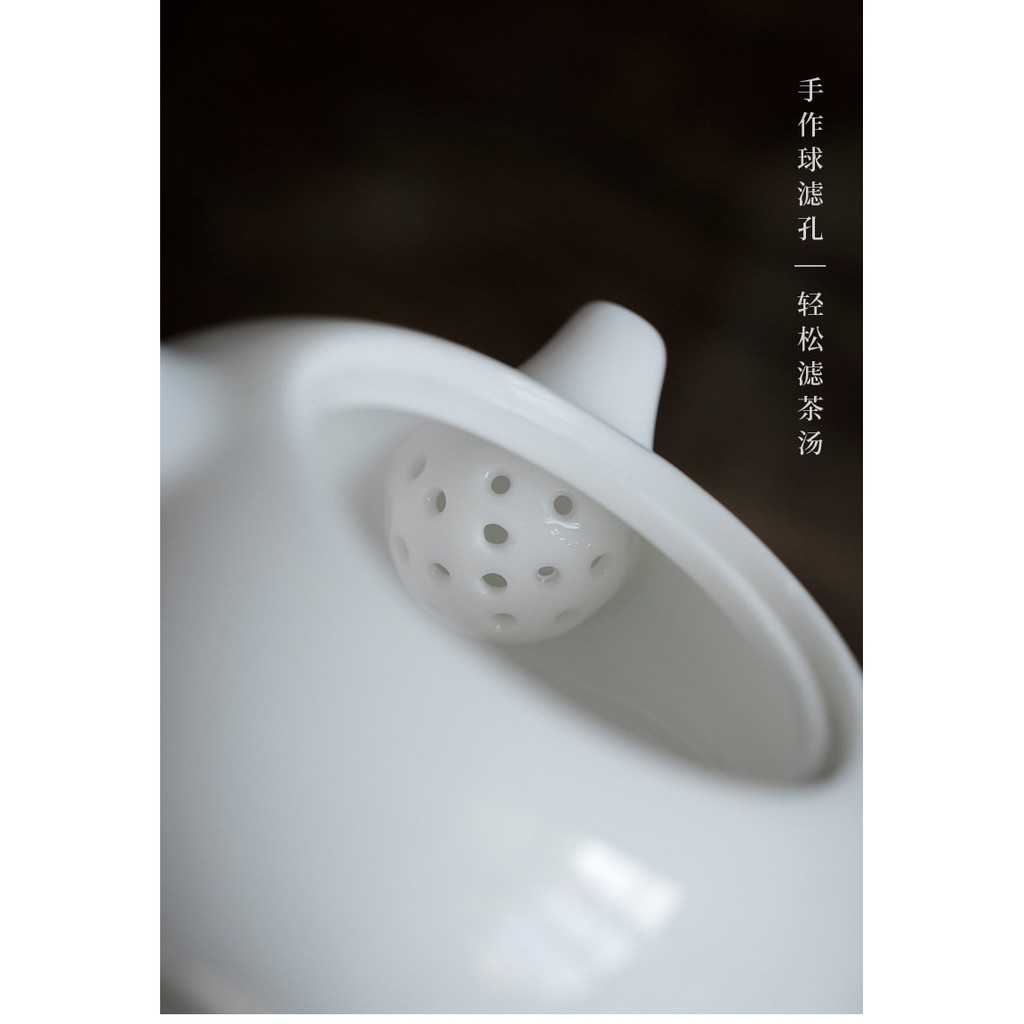 【24小時內出貨─泡茶樂茶具專賣】玉瓷側把壺 白瓷黑檀木餅側把壺
