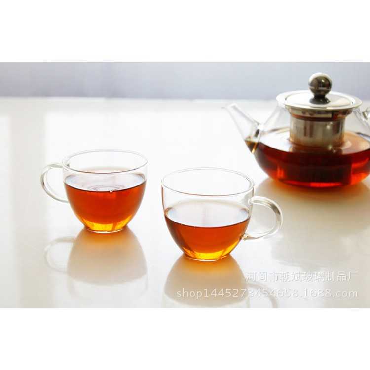 【24小時內出貨─泡茶樂茶具專賣】帶把耐熱玻璃小杯 梨形小杯 120ML