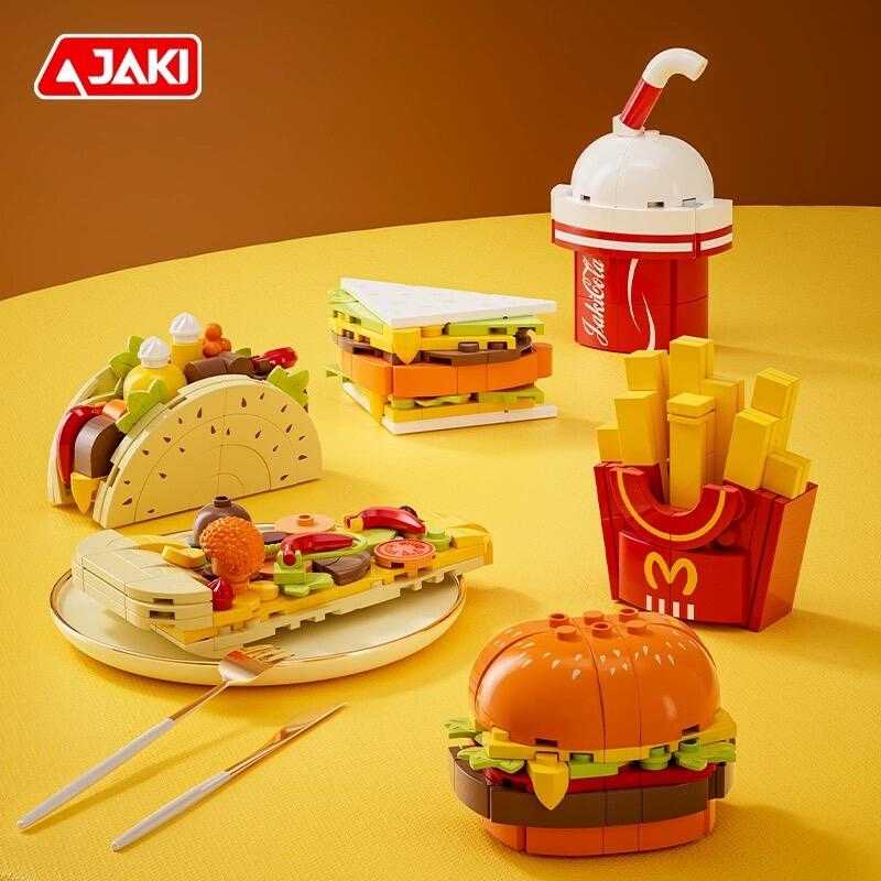 【史派克工廠】現貨 JAKI 佳奇 美食積木 冰箱磁鐵 漢堡 可樂 薯條 益智玩具 0719