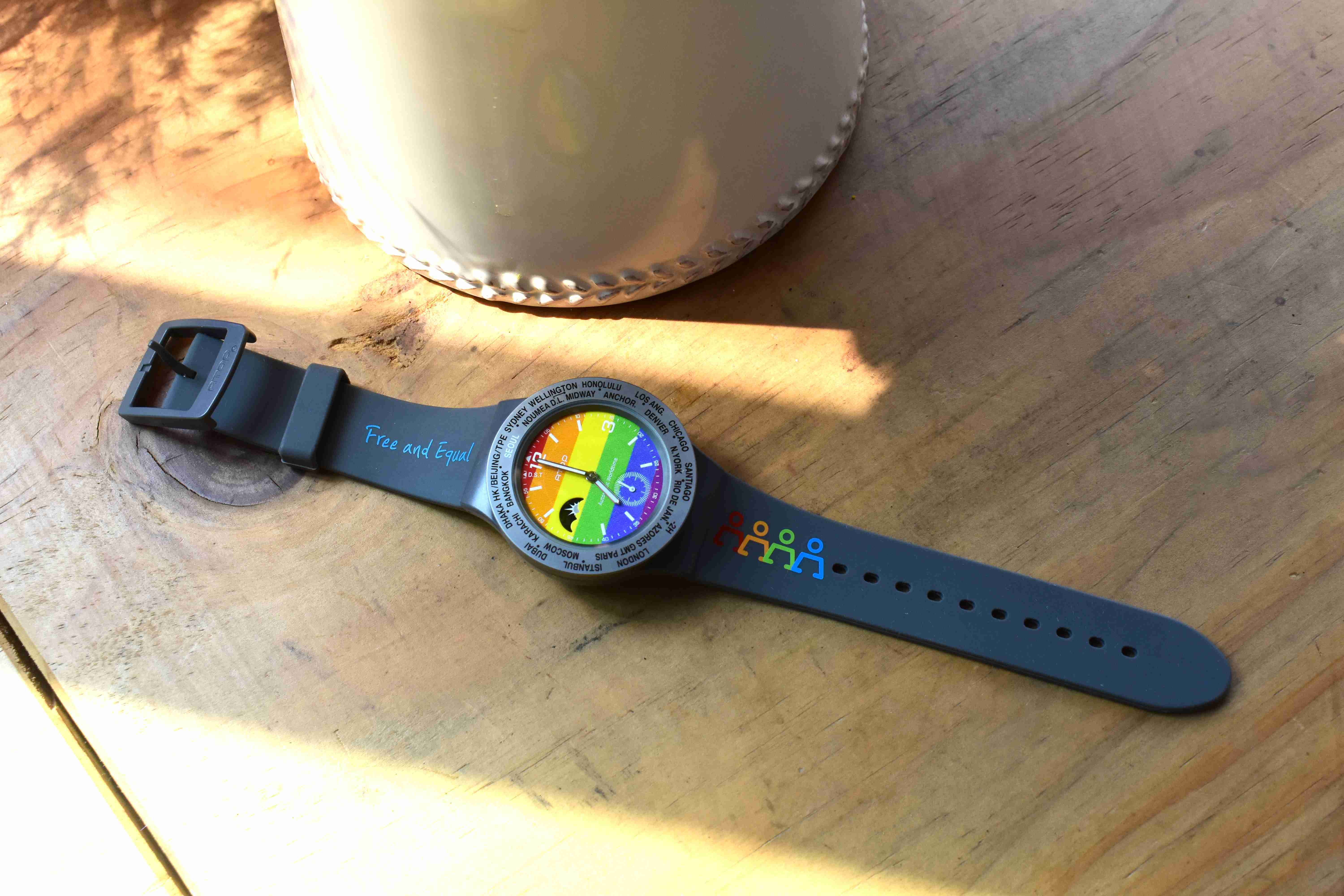 RHIZ 自動時區世界腕錶 - 彩虹旗限定版 - 灰