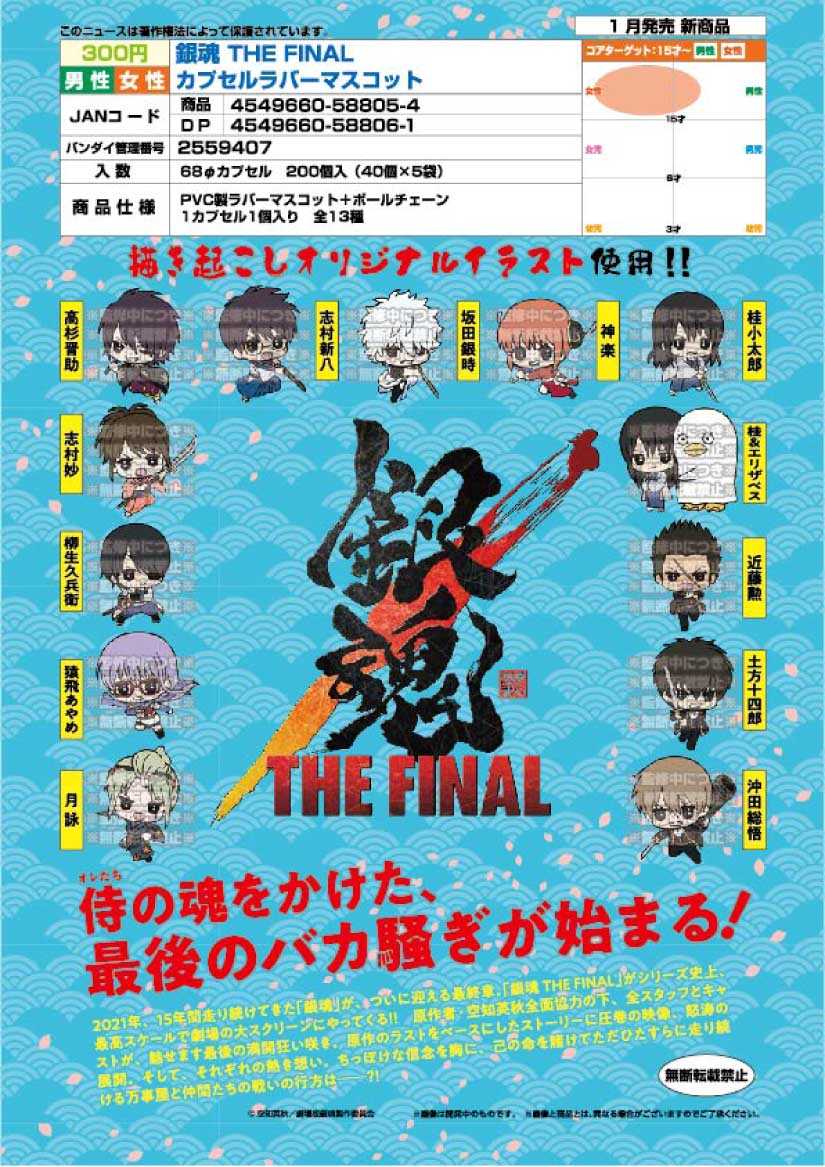 日版 萬代 13入1組 轉蛋扭蛋 軟膠吊飾 銀魂the Final 21 1月發售1004 Acg精品 線上購物 有閑娛樂電商