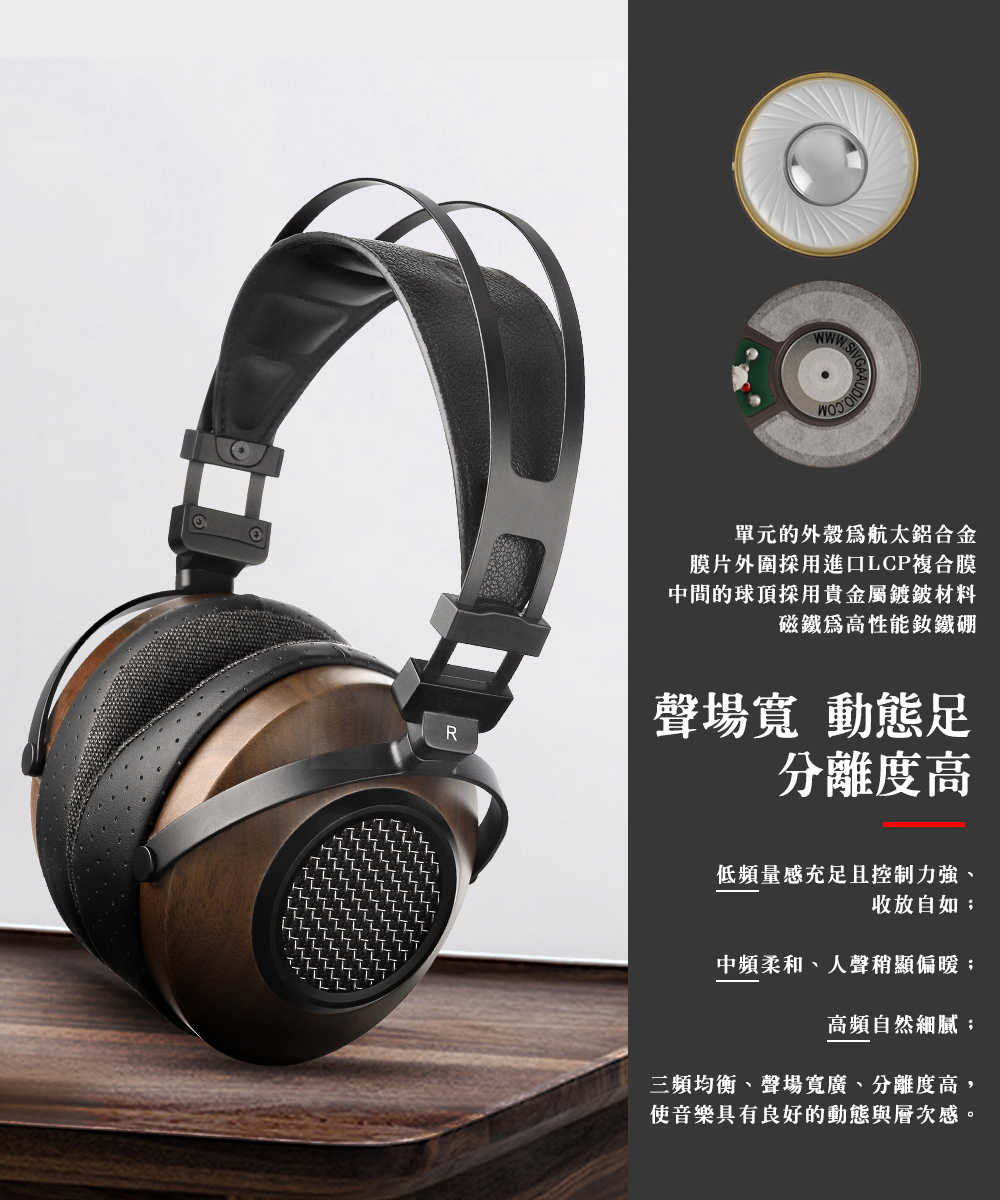 SIVGA SV023 動圈型 HiFi 胡桃木 真羊皮頭樑墊 可換線 耳罩式耳機 | My Ear 耳機專門店