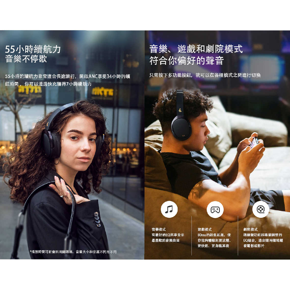 EDIFIER 漫步者 WH950NB 白色 支援快充 可摺疊 無線 降噪 耳罩式耳機 | My Ear 耳機專門店