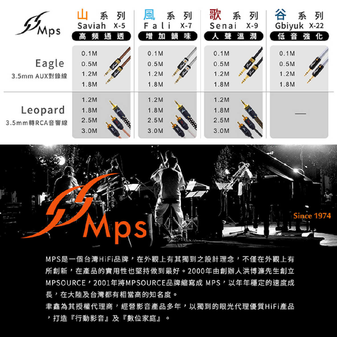 MPS Leopard Senai 歌系列 OCC單晶銅 3.5mm轉RCA Hi-Fi 音響線｜My Ear耳機專門店