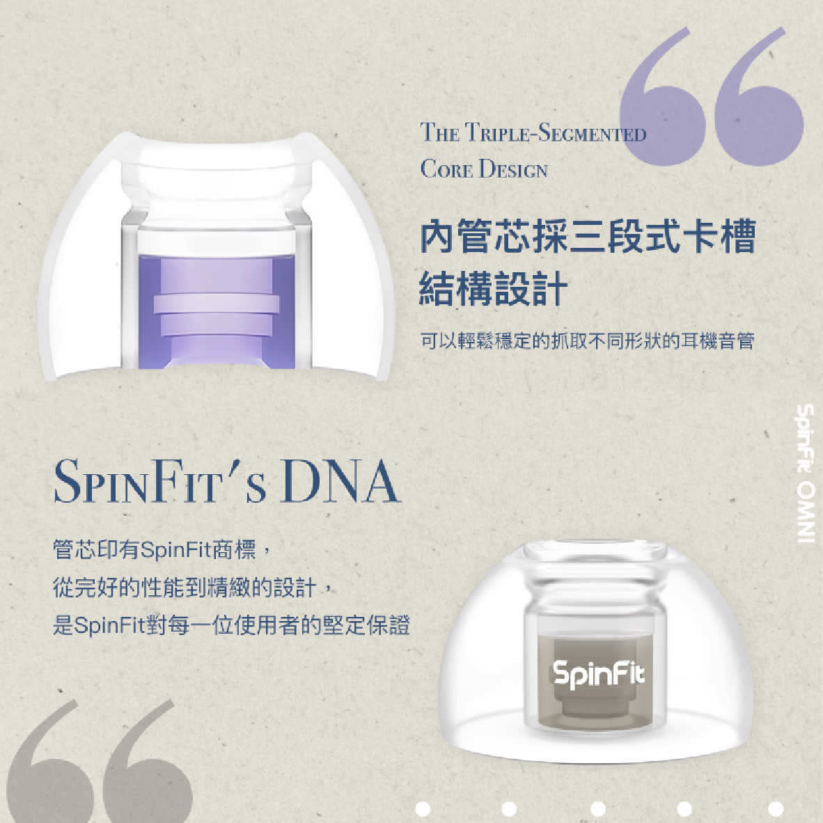 SpinFit OMNI M 三段式卡槽 雙層核心 六種尺寸 一對 矽膠耳塞 | My Ear 耳機專門店