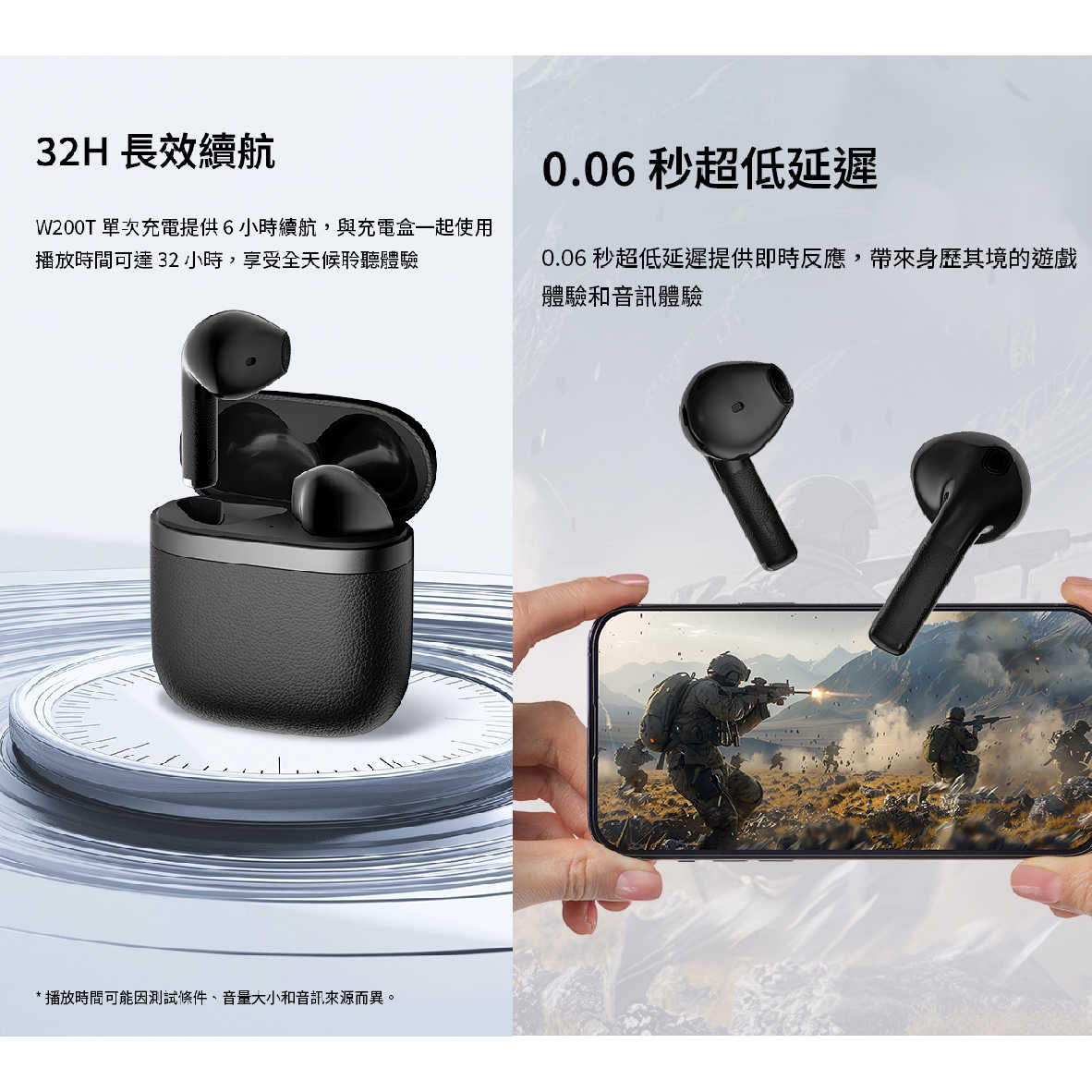 EDIFIER 漫步者 W200T 黑 超低延遲 多點連線 IP54防水 真無線 藍牙耳機 | My Ear 耳機專門店
