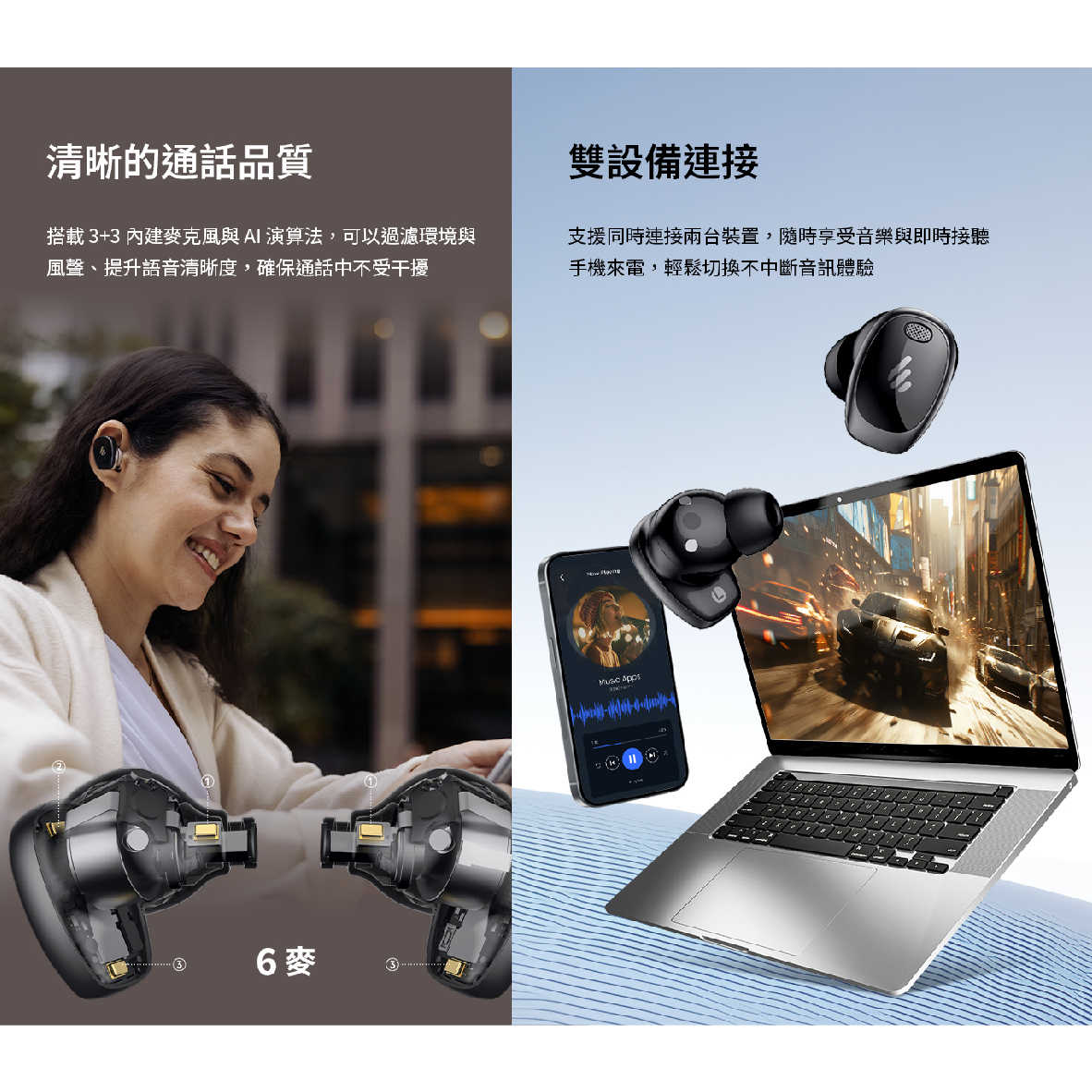 EDIFIER 漫步者 Neodots 低延遲 IP55防塵防水 降噪 真無線 藍牙耳機 | My Ear 耳機專門店