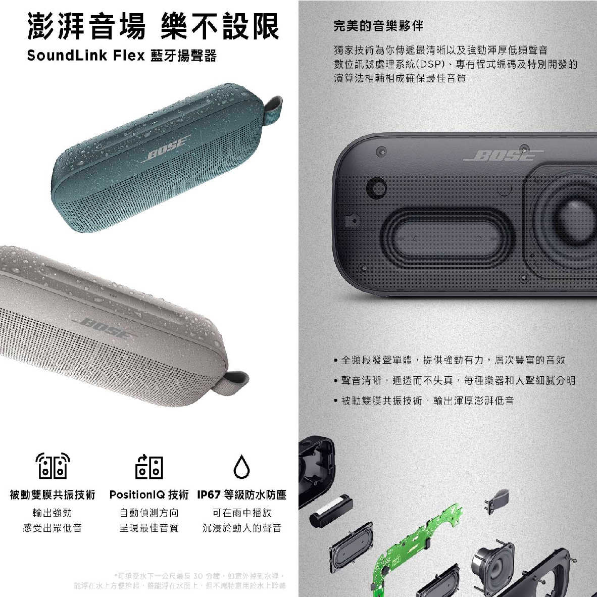 Bose SoundLink Flex 石墨藍 可攜式 IP67 防水 防塵 藍牙 揚聲器| My Ear耳機專門店