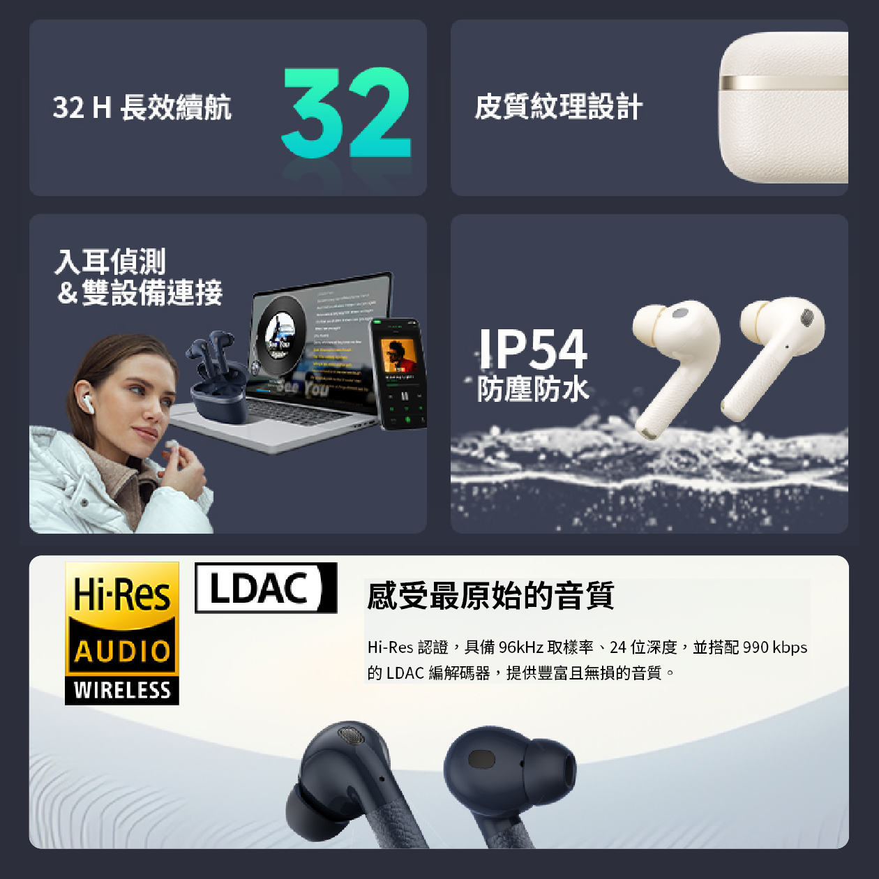 EDIFIER 漫步者 W260NC 藍黑 環境通透 主動降噪 真無線耳機 | My Ear 耳機專門店