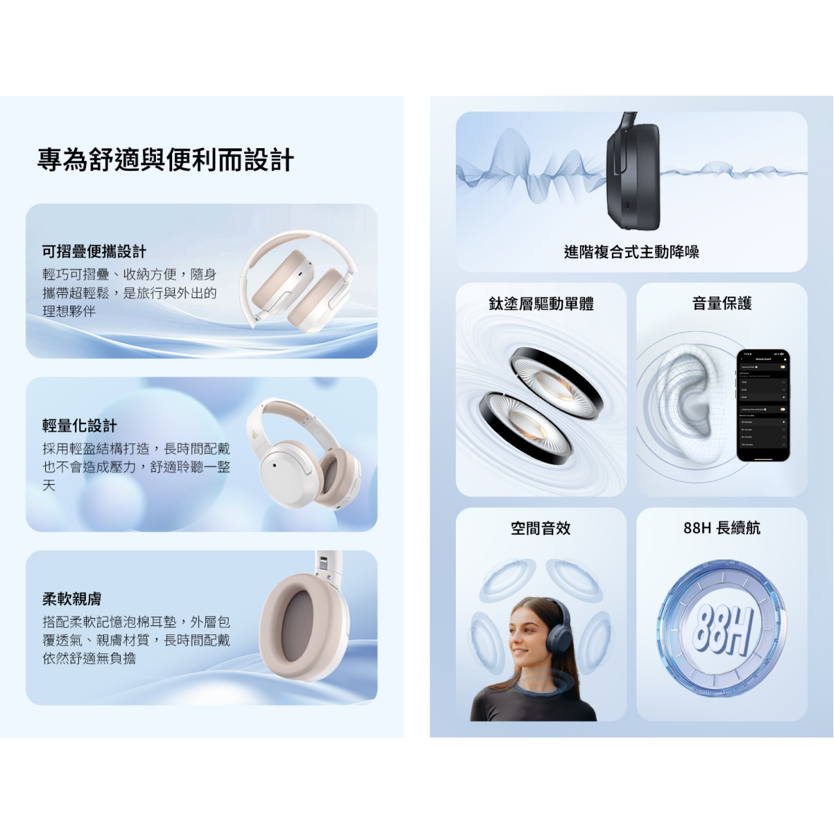 EDIFIER 漫步者 W820NB PLUS 雙金標 無線 降噪 耳罩式耳機 | My Ear 耳機專門店