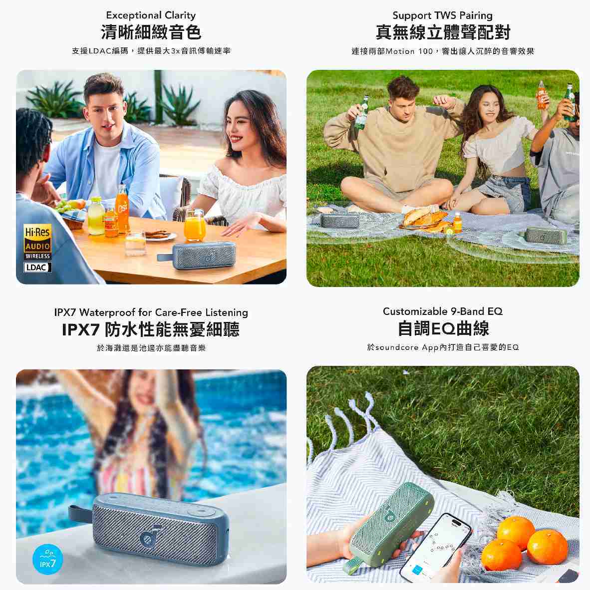 Anker Soundcore Motion 100 藍色 立體聲 便攜型 藍牙 喇叭 | My Ear 耳機專門店