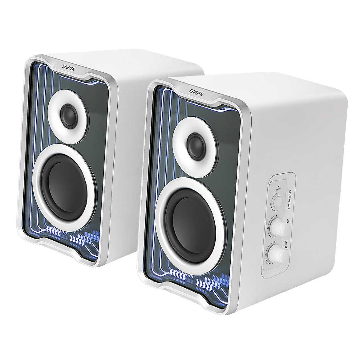 EDIFIER 漫步者 QR30 白 多元輸入 音效模式 30W輸出 2.0 桌面藍牙喇叭 | My Ear 耳機專門店