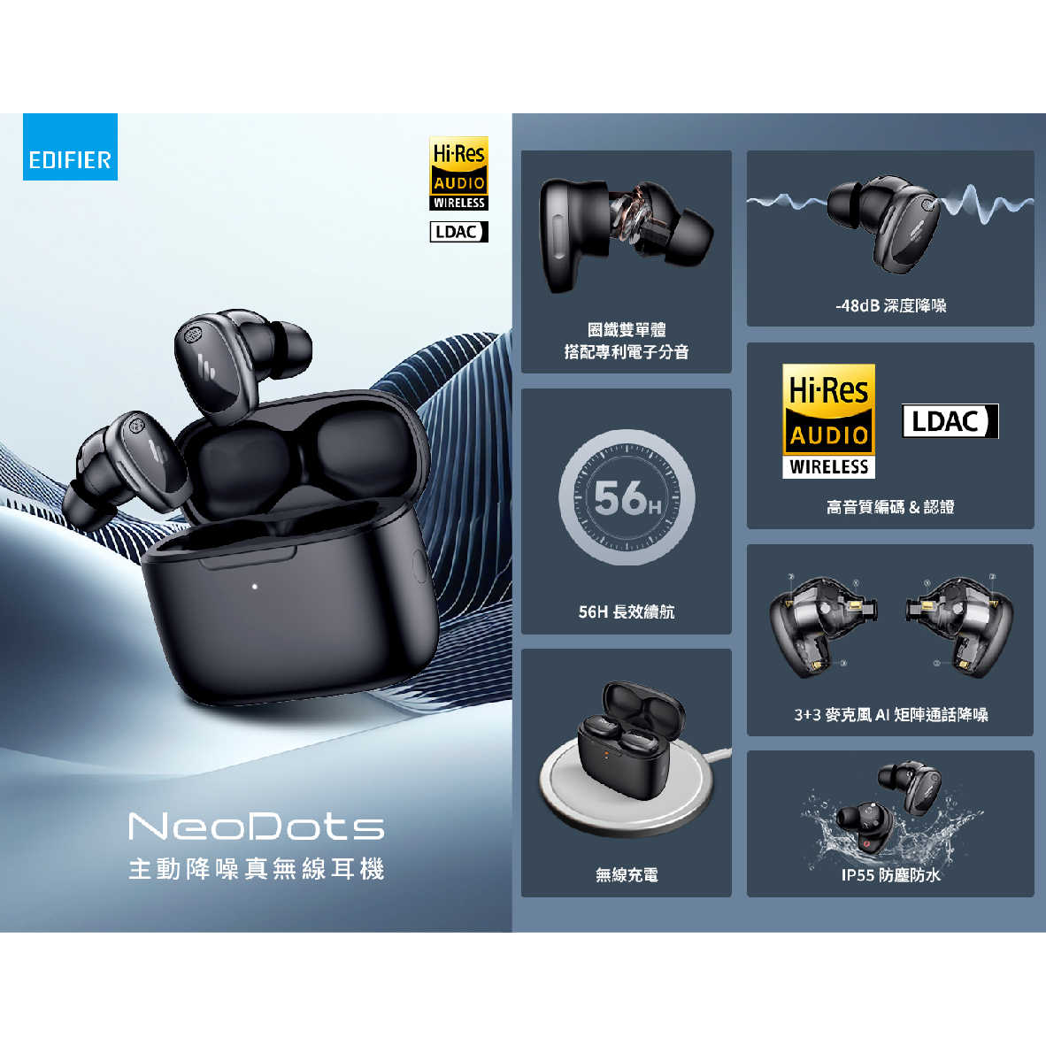 EDIFIER 漫步者 Neodots 低延遲 IP55防塵防水 降噪 真無線 藍牙耳機 | My Ear 耳機專門店