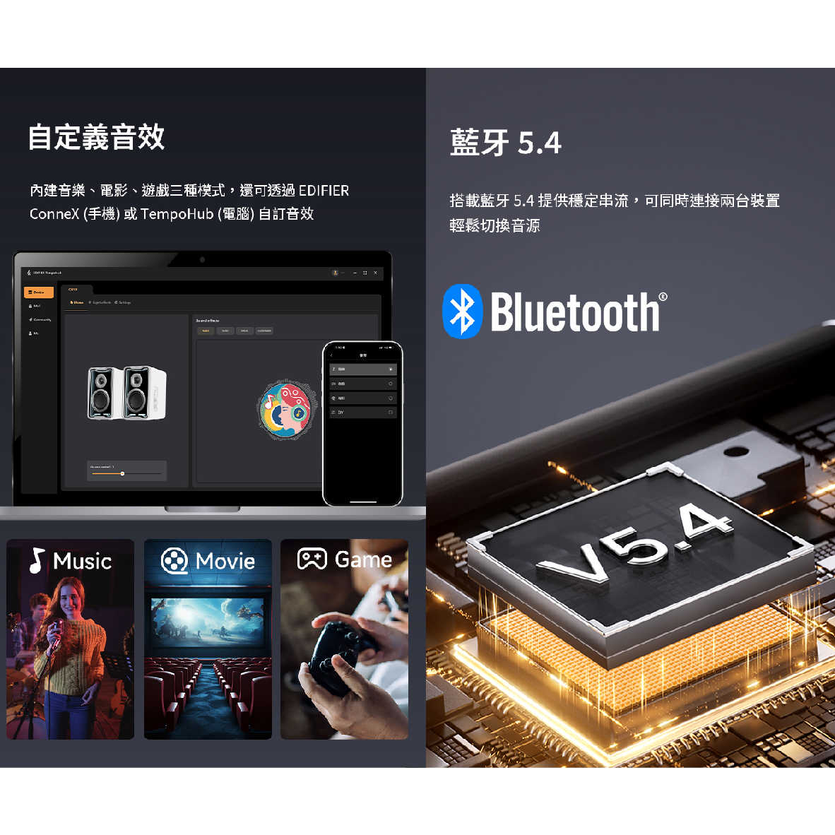 EDIFIER 漫步者 QR30 白 多元輸入 音效模式 30W輸出 2.0 桌面藍牙喇叭 | My Ear 耳機專門店