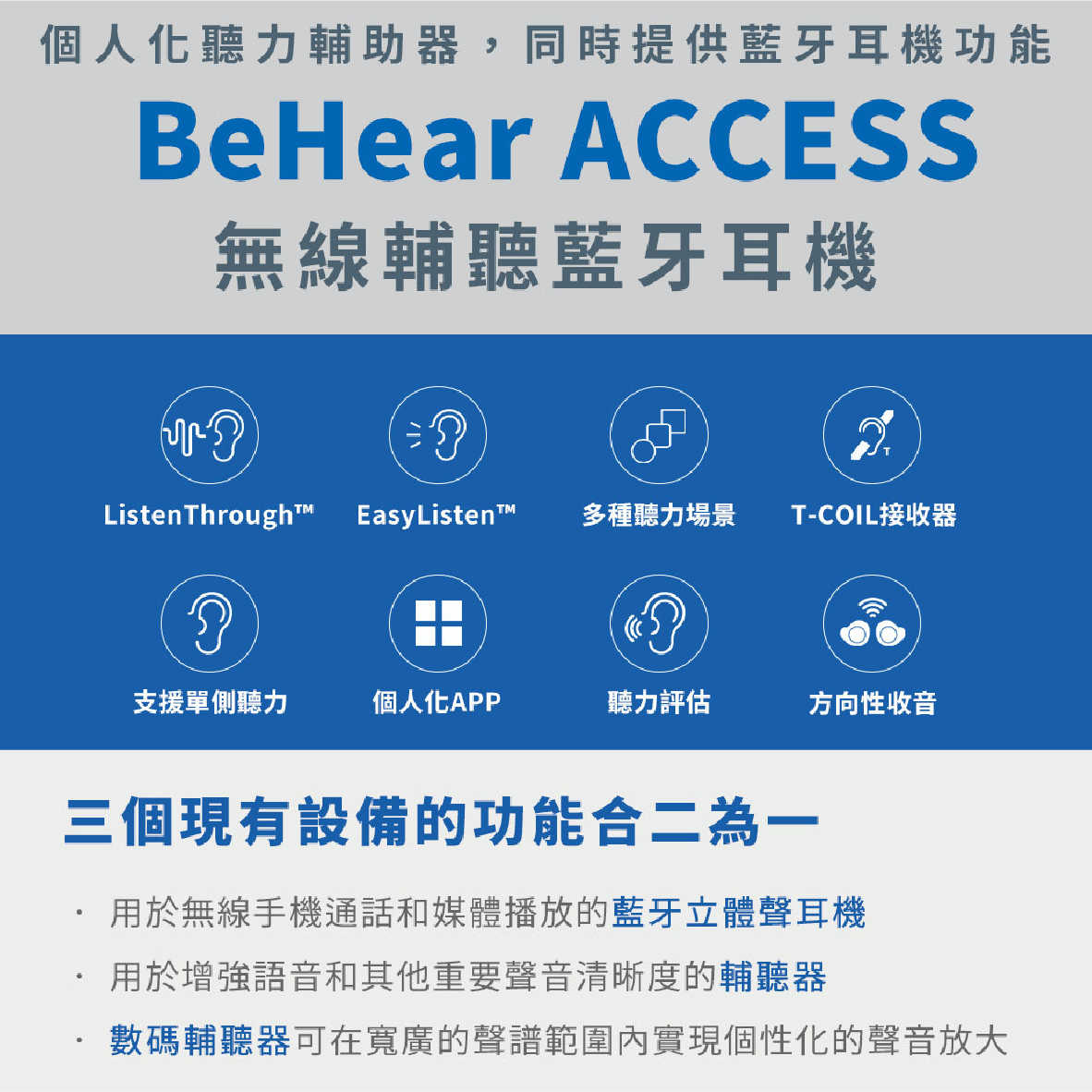 Wear\u0026Hear BeHear ACCESS 指向收音 單側聽力 輔聽器 藍牙 耳機 | My Ear 耳機專門店