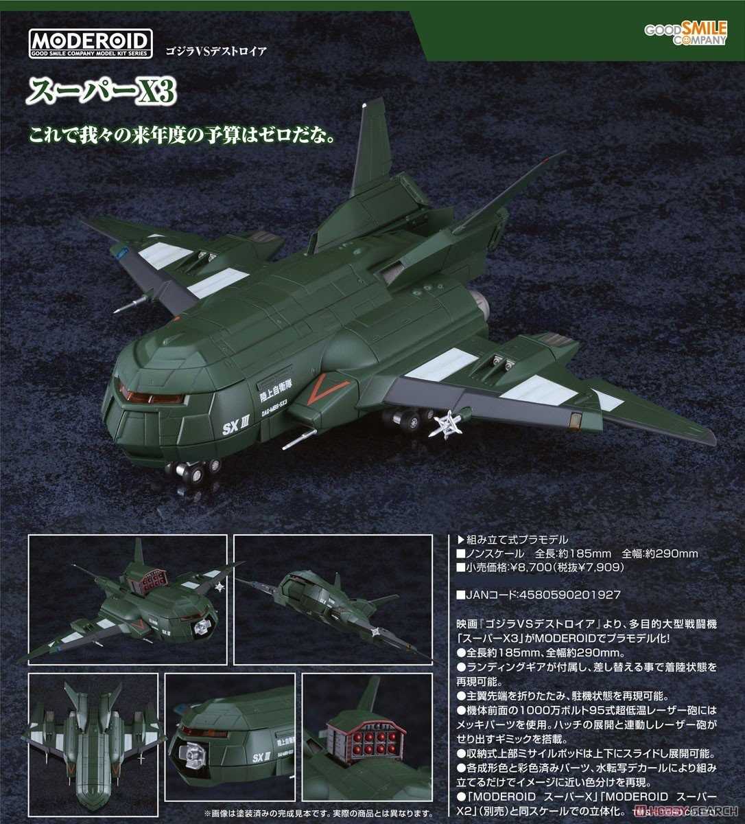 《豬帽子》現貨 GSC 組裝模型 MODEROID 哥吉拉vs戴斯特洛伊亞 Super X3