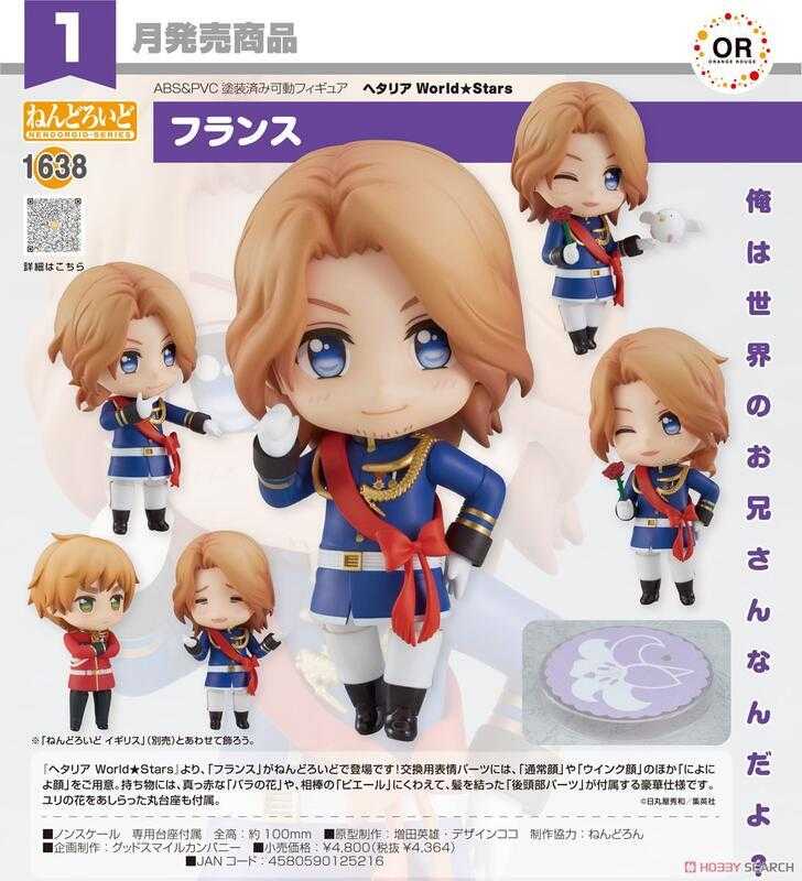 《豬帽子》現貨 代理版 GSC 黏土人 義呆利 World★Stars 法國 可動 完成品