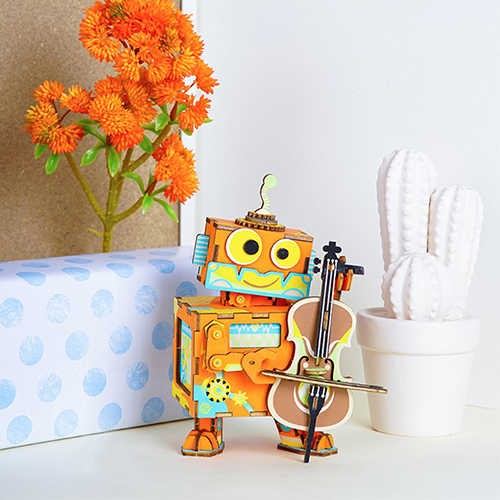 《豬帽子》現貨 Robotime 木製 DIY音樂盒 AMD53 小提琴家