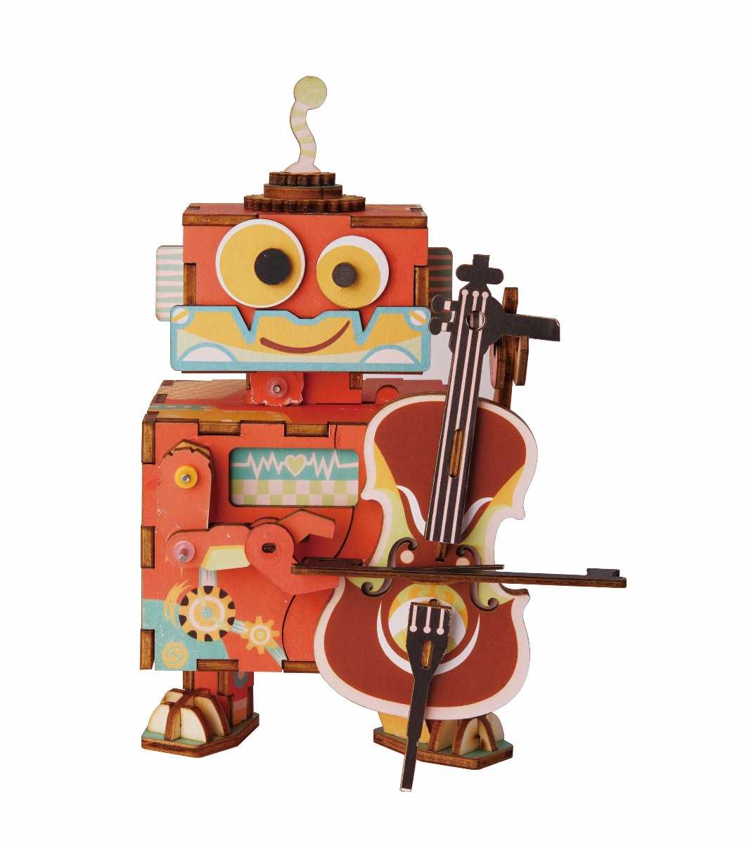 《豬帽子》現貨 Robotime 木製 DIY音樂盒 AMD53 小提琴家