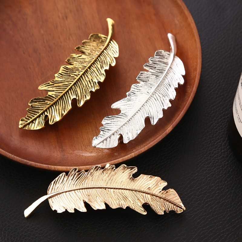 優雅時尚側邊復古氣質金屬羽毛彈簧夾壓夾髮夾  QS9-005