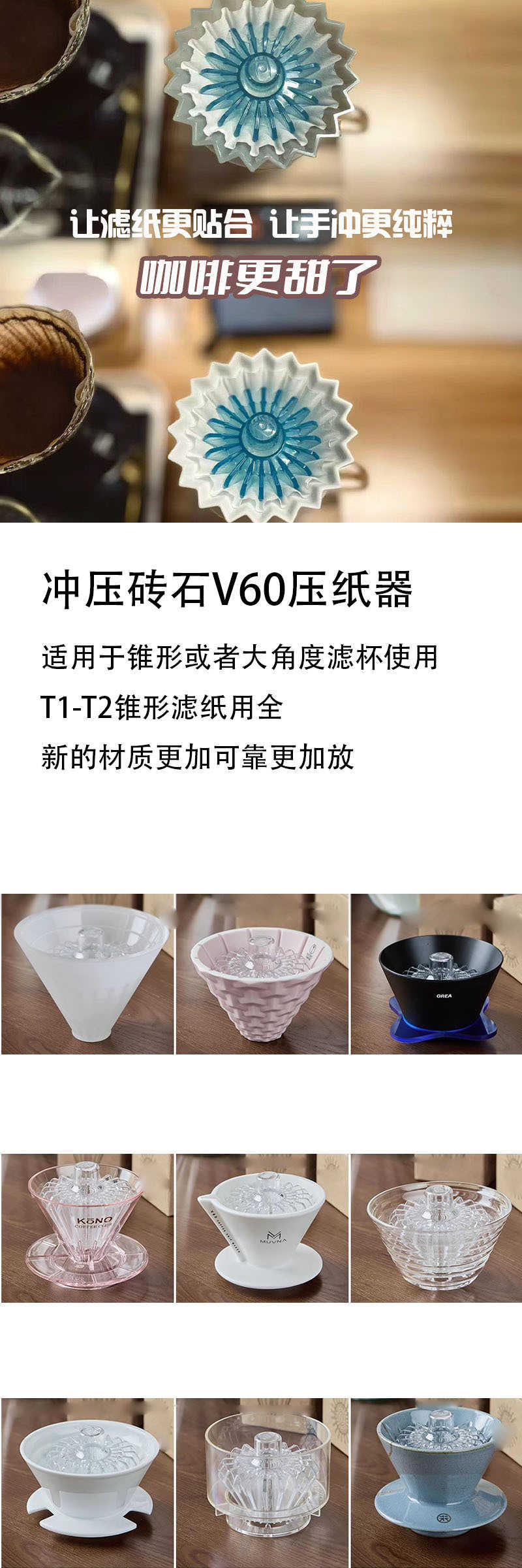 「自己有用才推薦」手沖咖啡濾杯濾紙壓紙神器兩用鎮紙器V60山文濾杯