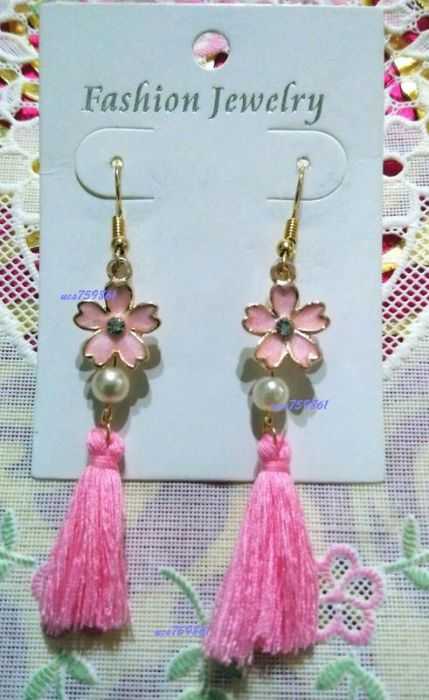 ☆漫畫交響曲☆「鬼滅之刃-花柱.蝴蝶香奈惠」DIY櫻花流蘇古典款耳勾\u0026同人二創氣質手作耳環\u0026衍生性印象飾品耳夾(壓死線的