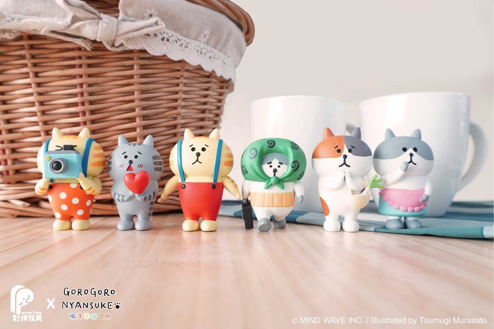 【玩具之森】《現貨》 夥伴玩具x日本插畫家 村里つむぎ 吊帶貓 懶洋洋喵之助 扭蛋 轉蛋  (全套六款出售)