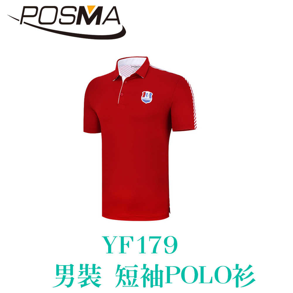 POSMA 男裝 短袖 POLO衫 翻領 休閒 透氣 網布 吸濕 排汗 紅 YF179