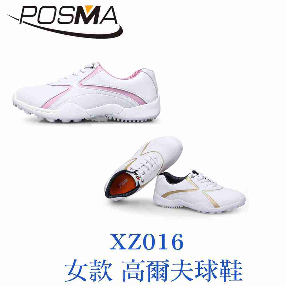 POSMA 女款 高爾夫球鞋 膠底 耐磨 防滑 白 粉 XZ016PNK
