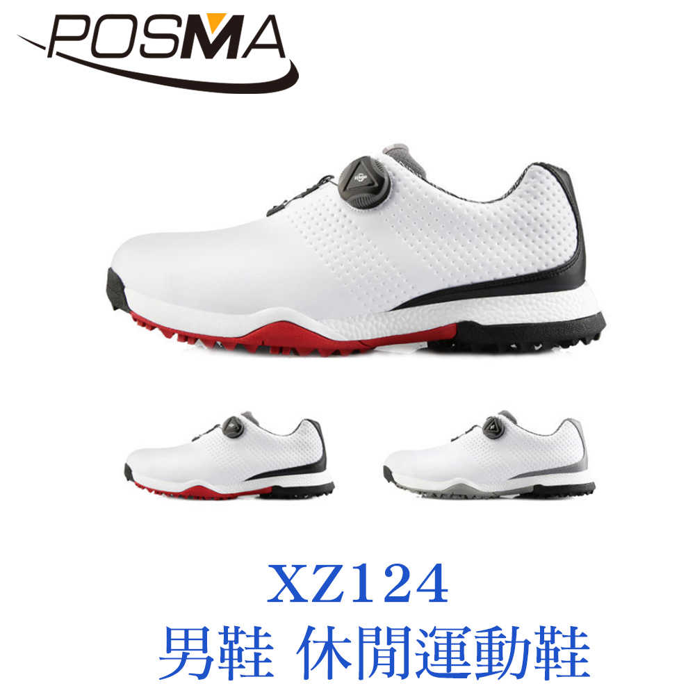 POSMA 男款 休閒 運動鞋 網布 透氣 緩震 防滑 白 黑 XZ124WBLK