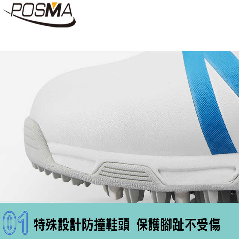 POSMA 女鞋 休閒 防水 防滑 柔軟 舒適 白 藍 XZ128WBLU